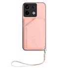 For Xiaomi Poco X6 Skin Feel Four Card Slots Phone Case with Wrist Strap(Pink) - 2