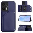 For Xiaomi Poco F5 5G Skin Feel Four Card Slots Phone Case with Wrist Strap(Blue) - 1