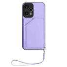 For Xiaomi Poco F5 5G Skin Feel Four Card Slots Phone Case with Wrist Strap(Purple) - 2