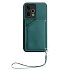 For Xiaomi Poco X5 Skin Feel Four Card Slots Phone Case with Wrist Strap(Green) - 2