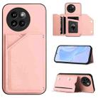 For Xiaomi Civi 4 Pro Skin Feel Four Card Slots Phone Case with Wrist Strap(Pink) - 1