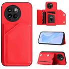 For Xiaomi Civi 4 Pro Skin Feel Four Card Slots Phone Case with Wrist Strap(Red) - 1