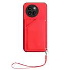 For Xiaomi Civi 4 Pro Skin Feel Four Card Slots Phone Case with Wrist Strap(Red) - 2