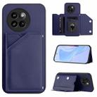 For Xiaomi Civi 4 Pro Skin Feel Four Card Slots Phone Case with Wrist Strap(Blue) - 1