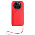 For Xiaomi 15 Ultra Skin Feel Four Card Slots Phone Case with Wrist Strap(Red) - 2