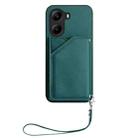 For Xiaomi Poco X7 Pro Skin Feel Four Card Slots Phone Case with Wrist Strap(Green) - 2