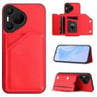 For Huawei Pura 70 Skin Feel Four Card Slots Phone Case with Wrist Strap(Red) - 1