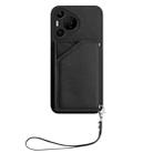 For Huawei Pura 70 Pro Skin Feel Four Card Slots Phone Case with Wrist Strap(Black) - 2