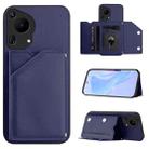 For Huawei Pura 70 Ultra Skin Feel Four Card Slots Phone Case with Wrist Strap(Blue) - 1