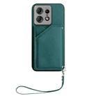 For Motorola Edge 50 Pro Skin Feel Four Card Slots Phone Case with Wrist Strap(Green) - 2