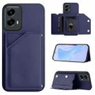 For Motorola Moto G 5G 2024 Skin Feel Four Card Slots Phone Case with Wrist Strap(Blue) - 1