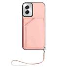 For Motorola Moto G Play 2024 5G Skin Feel Four Card Slots Phone Case with Wrist Strap(Pink) - 2