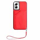 For Motorola Moto G Play 2024 5G Skin Feel Four Card Slots Phone Case with Wrist Strap(Red) - 2