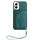 For Motorola Moto G Play 2024 5G Skin Feel Four Card Slots Phone Case with Wrist Strap(Green) - 2