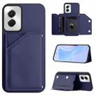 For Motorola Moto G Play 2024 5G Skin Feel Four Card Slots Phone Case with Wrist Strap(Blue) - 1