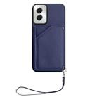 For Motorola Moto G Play 2024 5G Skin Feel Four Card Slots Phone Case with Wrist Strap(Blue) - 2