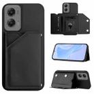 For Motorola Moto G Stylus 5G 2024 Skin Feel Four Card Slots Phone Case with Wrist Strap(Black) - 1