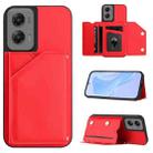 For Motorola Moto G Stylus 5G 2024 Skin Feel Four Card Slots Phone Case with Wrist Strap(Red) - 1