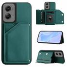 For Motorola Moto G Stylus 5G 2024 Skin Feel Four Card Slots Phone Case with Wrist Strap(Green) - 1