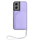 For Motorola Moto G Stylus 5G 2024 Skin Feel Four Card Slots Phone Case with Wrist Strap(Purple) - 2