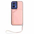 For Motorola S50 Neo Skin Feel Four Card Slots Phone Case with Wrist Strap(Pink) - 2