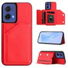 For Motorola S50 Neo Skin Feel Four Card Slots Phone Case with Wrist Strap(Red) - 1