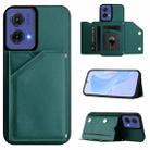 For Motorola S50 Neo Skin Feel Four Card Slots Phone Case with Wrist Strap(Green) - 1