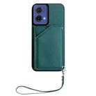 For Motorola S50 Neo Skin Feel Four Card Slots Phone Case with Wrist Strap(Green) - 2