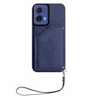 For Motorola S50 Neo Skin Feel Four Card Slots Phone Case with Wrist Strap(Blue) - 2