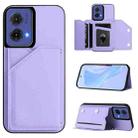 For Motorola S50 Neo Skin Feel Four Card Slots Phone Case with Wrist Strap(Purple) - 1