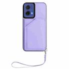 For Motorola S50 Neo Skin Feel Four Card Slots Phone Case with Wrist Strap(Purple) - 2