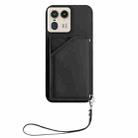 For Motorola Moto X50 Ultra Skin Feel Four Card Slots Phone Case with Wrist Strap(Black) - 2