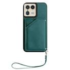 For Motorola Moto X50 Ultra Skin Feel Four Card Slots Phone Case with Wrist Strap(Green) - 2