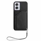 For Motorola Edge 50 Fusion Skin Feel Four Card Slots Phone Case with Wrist Strap(Black) - 2