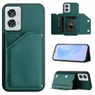 For Motorola Edge 50 Fusion Skin Feel Four Card Slots Phone Case with Wrist Strap(Green) - 1