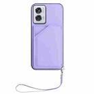 For Motorola Edge 50 Fusion Skin Feel Four Card Slots Phone Case with Wrist Strap(Purple) - 2