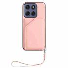 For Motorola Edge 60 Fusion / Edge 60 Skin Feel Four Card Slots Phone Case with Wrist Strap(Pink) - 2