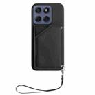 For Motorola Edge 60 Fusion / Edge 60 Skin Feel Four Card Slots Phone Case with Wrist Strap(Black) - 2