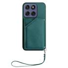 For Motorola Edge 60 Fusion / Edge 60 Skin Feel Four Card Slots Phone Case with Wrist Strap(Green) - 2