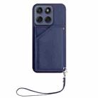 For Motorola Edge 60 Fusion / Edge 60 Skin Feel Four Card Slots Phone Case with Wrist Strap(Blue) - 2