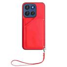For Motorola Edge 60 Stylus 5G Skin Feel Four Card Slots Phone Case with Wrist Strap(Red) - 2
