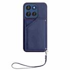 For Motorola Edge 60 Stylus 5G Skin Feel Four Card Slots Phone Case with Wrist Strap(Blue) - 2