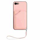 For iPhone 7 / 8 / SE 2020 2022 Skin Feel Four Card Slots Phone Case with Wrist Strap(Pink) - 2
