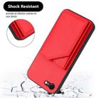 For iPhone 7 / 8 / SE 2020 2022 Skin Feel Four Card Slots Phone Case with Wrist Strap(Red) - 3