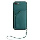 For iPhone 7 / 8 / SE 2020 2022 Skin Feel Four Card Slots Phone Case with Wrist Strap(Green) - 2