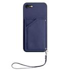 For iPhone 7 / 8 / SE 2020 2022 Skin Feel Four Card Slots Phone Case with Wrist Strap(Blue) - 2