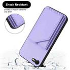 For iPhone 7 / 8 / SE 2020 2022 Skin Feel Four Card Slots Phone Case with Wrist Strap(Purple) - 3