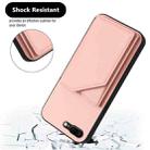 For iPhone 7 Plus / 8 Plus Skin Feel Four Card Slots Phone Case with Wrist Strap(Pink) - 3