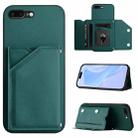 For iPhone 7 Plus / 8 Plus Skin Feel Four Card Slots Phone Case with Wrist Strap(Green) - 1