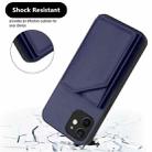 For iPhone 11 Skin Feel Four Card Slots Phone Case with Wrist Strap(Blue) - 3